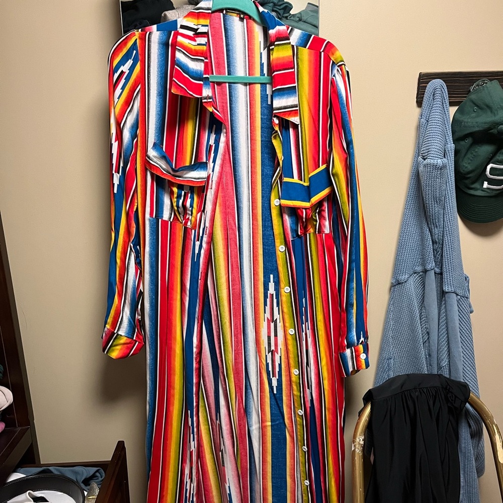 Serape floor length duster